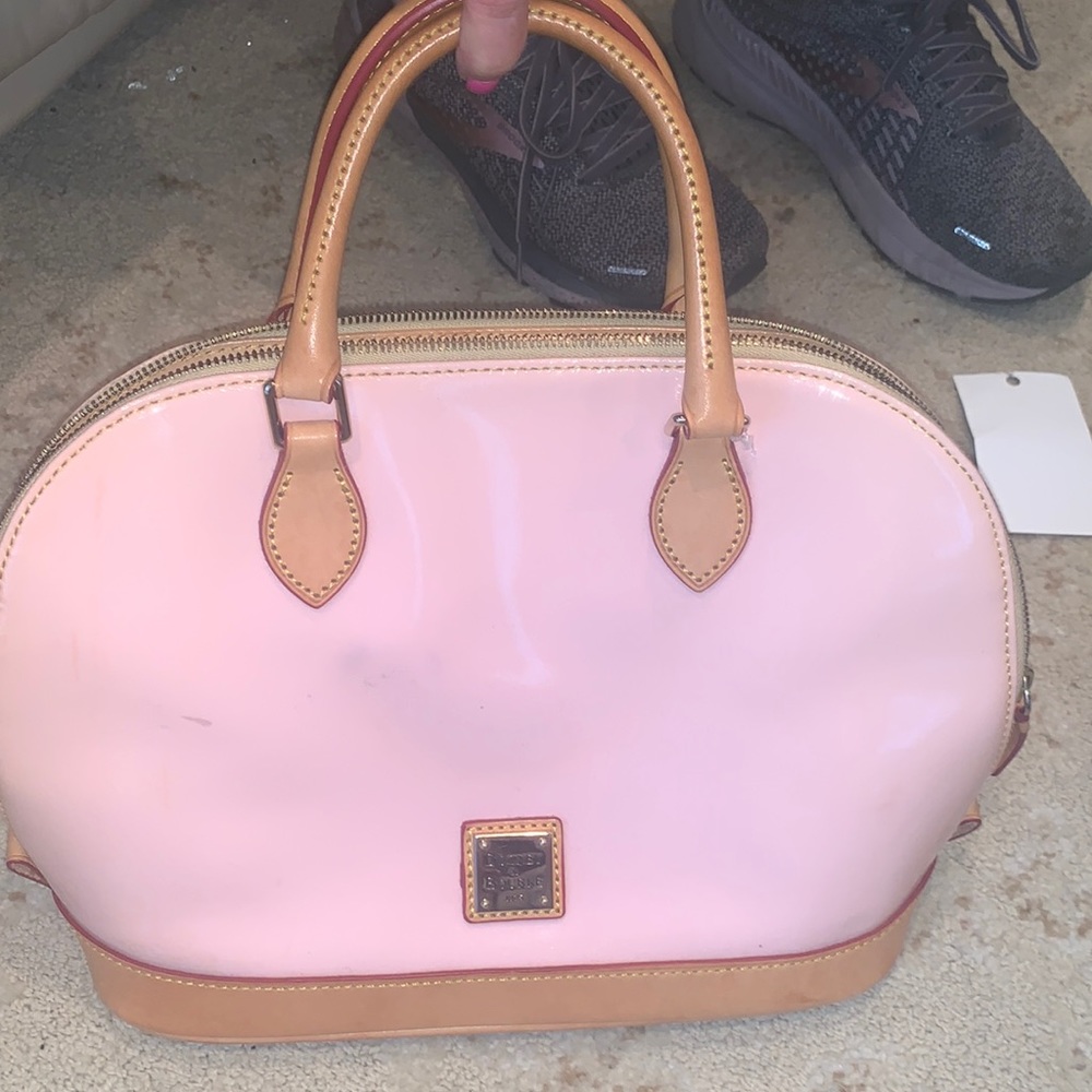 Dooney and Burke Pink Patent Leather Large Cloth Purse